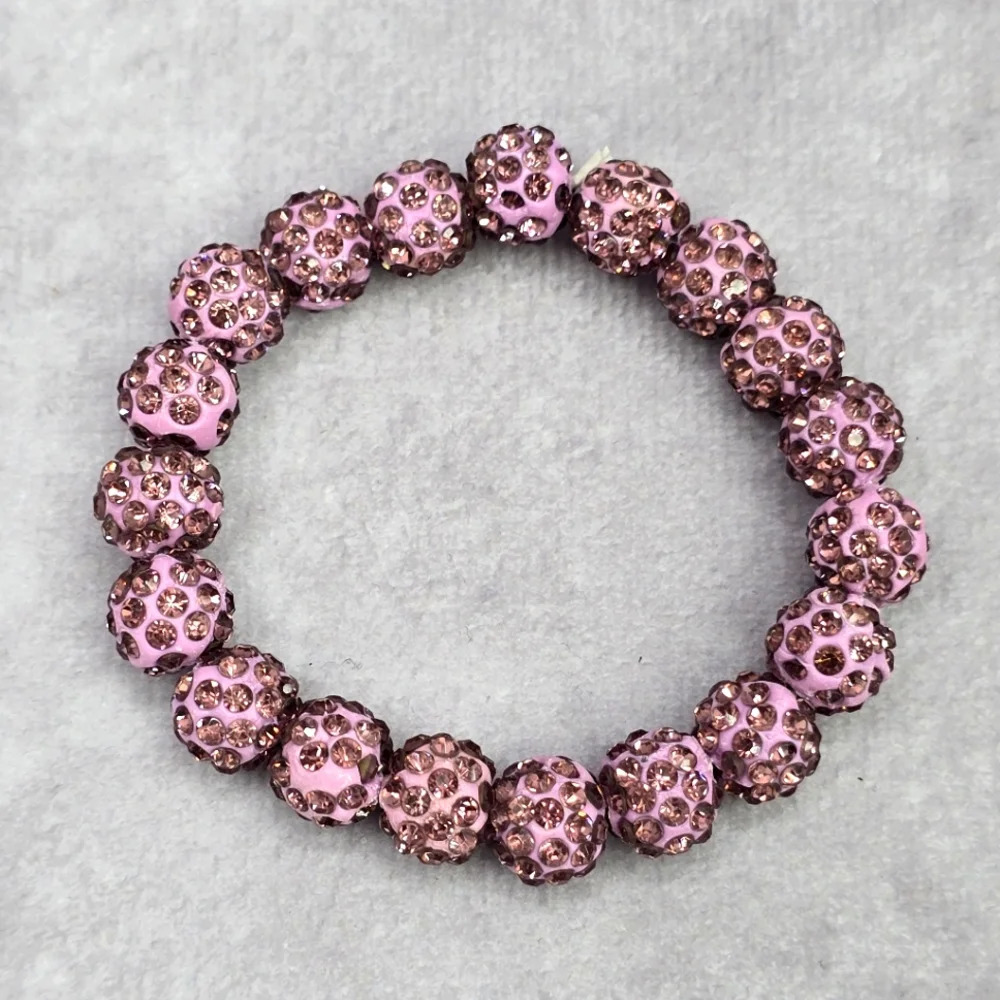 Purple Rhinestone Gem Bead Elastic Fashion Jewelry Bracelet JB2-15